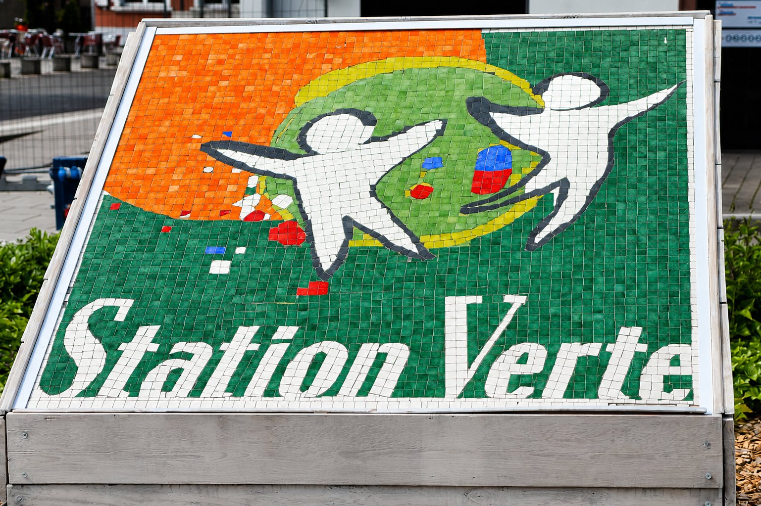 Panneau en mosaïque du label Station Verte à Niederbronn-les-Bains